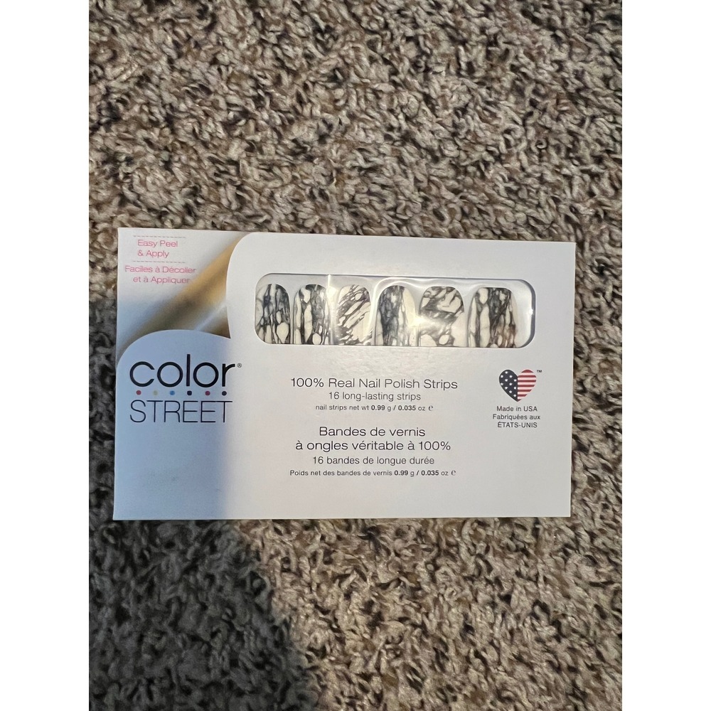 Color Street Mystic Marble Nail Polish Strips Grey White FDF278 16 Count‎ NEW